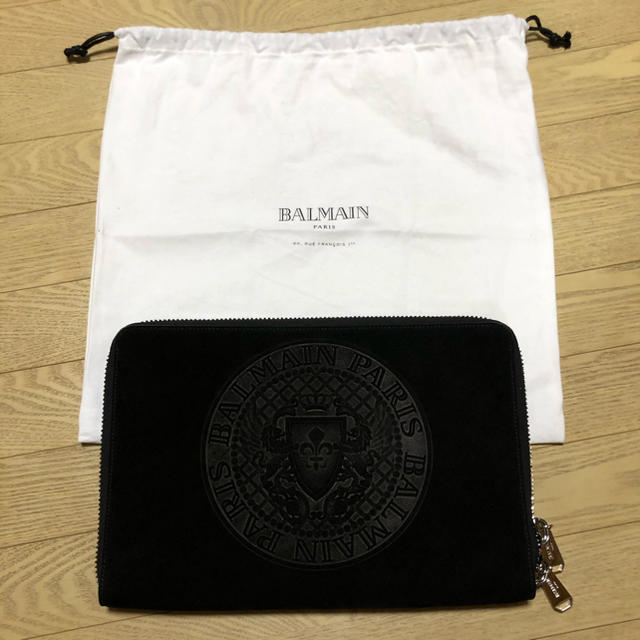 バルマン　Balmain クラッチバッグ　バイカー　レザー　スウェード切り替え