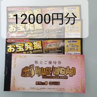 ヴィレッジヴァンガード　株主優待　1000円×１２枚　招待券　3枚(ショッピング)
