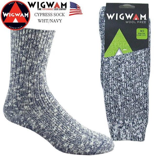 BEAMS(ビームス)のセール アメリカ製ウィグワム WIGWAMソックス 杢調白紺 25-27.5cm メンズのレッグウェア(ソックス)の商品写真