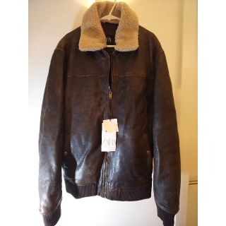 ザラ(ZARA)の新品 ZARA ザラ ダメージ加工本革ジャンパー ダークブラウン(レザージャケット)