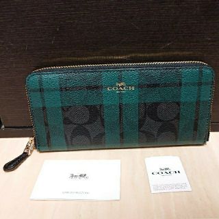 コーチ(COACH)のシグネチャー フィールド プラッド チェック プリント ラウンドファスナー長財布(財布)