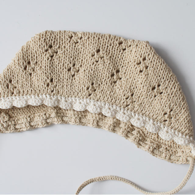 【ハンドメイド no.172】4つ穴ベビーボンネット顔まわりレース