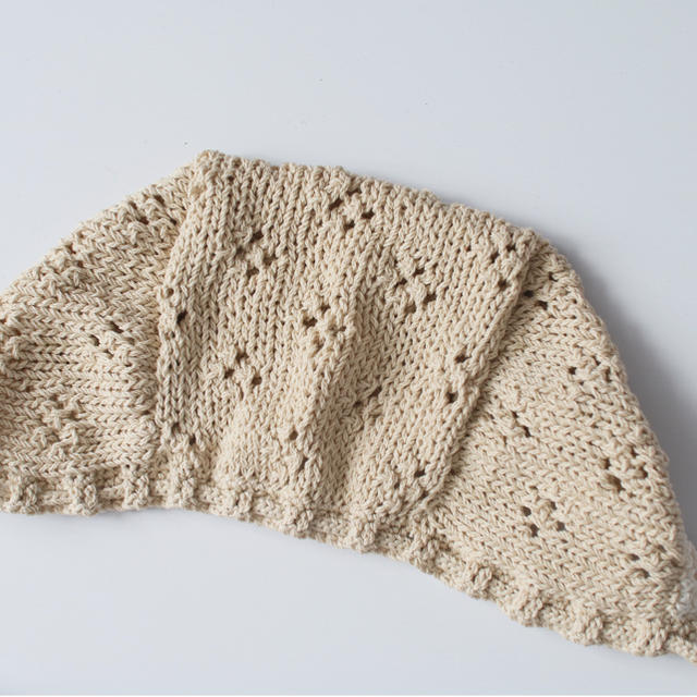【ハンドメイド no.172】4つ穴ベビーボンネット顔まわりレース