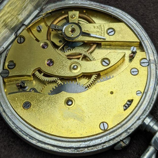 1900年頃 アンティーク スイス製無銘 銀無垢彫刻ケース 懐中時計の通販