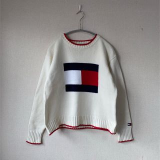 トミーヒルフィガー(TOMMY HILFIGER)の90sTOMMY HILFIGER フラッグロゴ コットン ニット セーター(ニット/セーター)