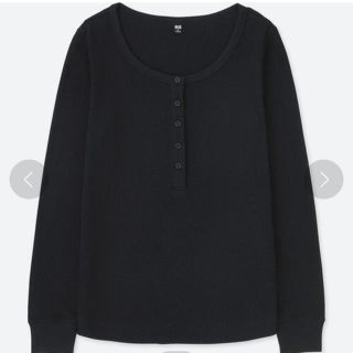 ユニクロ(UNIQLO)の新品未使用 ワッフルヘンリーネックT ワッフル リブ Tシャツ(Tシャツ(長袖/七分))