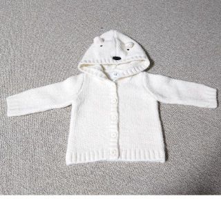 ベビーギャップ(babyGAP)の【新品未使用】GAP 🐻しろくま フード付きカーディガンセーター 白80(カーディガン/ボレロ)