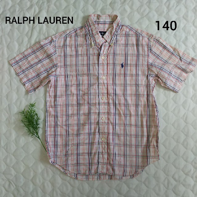 Ralph Lauren(ラルフローレン)のRALPH LAUREN ラルフローレン オレンジ系チェック柄シャツ 140㎝ キッズ/ベビー/マタニティのキッズ服男の子用(90cm~)(ブラウス)の商品写真