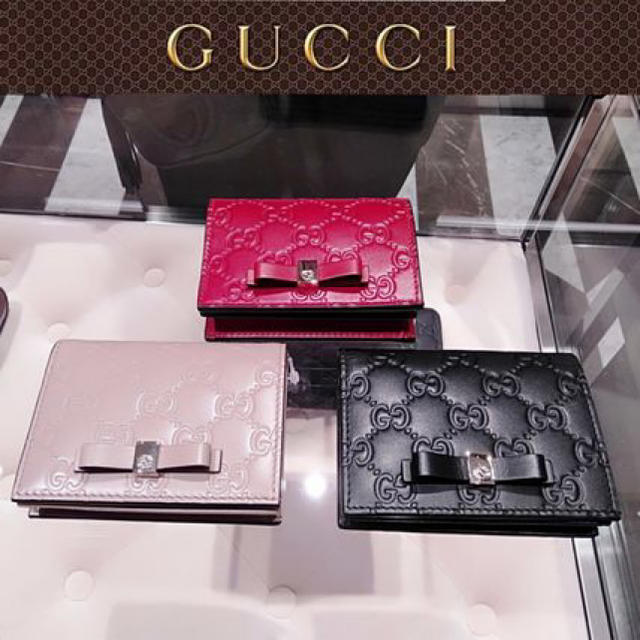 Gucci(グッチ)のお値下げ中　GUCCI グッチ　リボンカードケース　パスケース　GG レディースのファッション小物(パスケース/IDカードホルダー)の商品写真