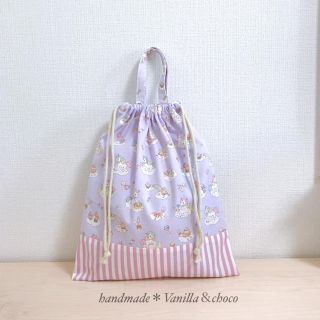 【kayo.tk様専用】ユニコーンパープル体操着袋/さくらんぼ水色巾着袋小(外出用品)