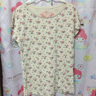 キャスキッドソン(Cath Kidston)のCath Kidson ×ユニクロ　半袖シャツ　S　花柄　ベージュ(Tシャツ(半袖/袖なし))