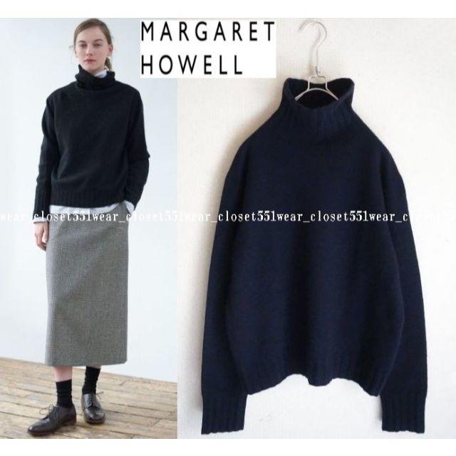 MARGARET HOWELL(マーガレットハウエル)の2017 マーガレットハウエル☆ウール カシミヤ タートルネックニット2濃紺 レディースのトップス(ニット/セーター)の商品写真