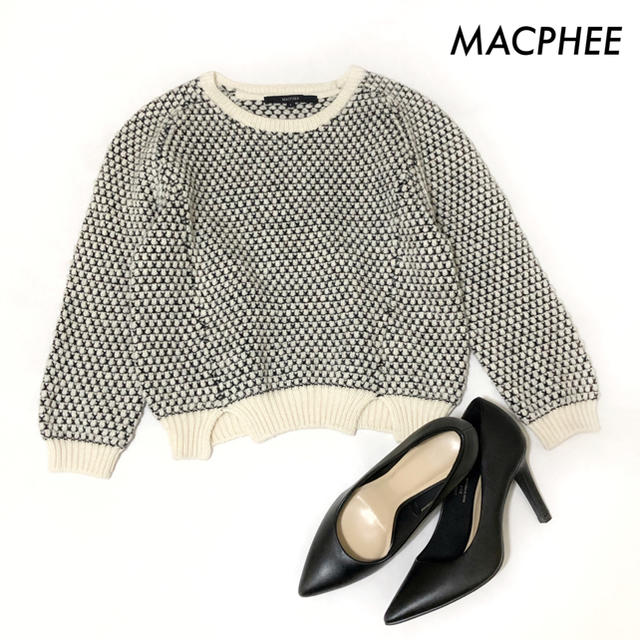 MACPHEE(マカフィー)のMACPHEE マカフィー★格子柄 長袖ニット セーター ショート丈 レディースのトップス(ニット/セーター)の商品写真