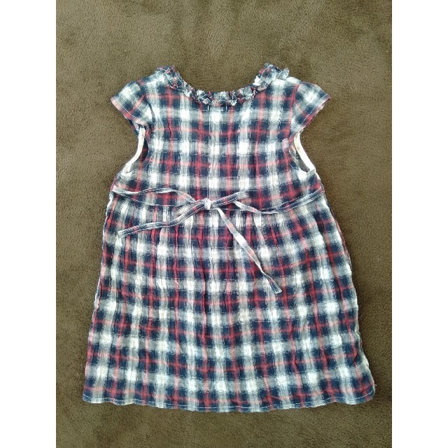 【美品】チェックワンピース 95cm キッズ/ベビー/マタニティのキッズ服女の子用(90cm~)(ワンピース)の商品写真