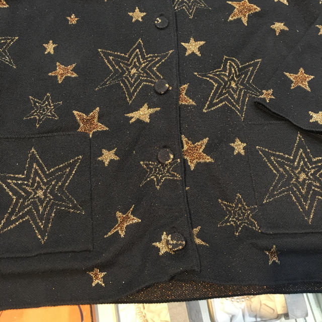 Saint Laurent(サンローラン)のサンローラン パリ★カーディガン 星 黒×ゴールド ラメ レディースのトップス(カーディガン)の商品写真