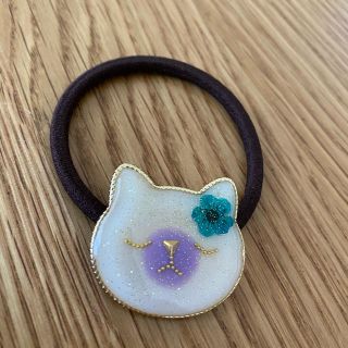 ねこ　レジン　ヘアゴム　ハンドメイド(ヘアアクセサリー)