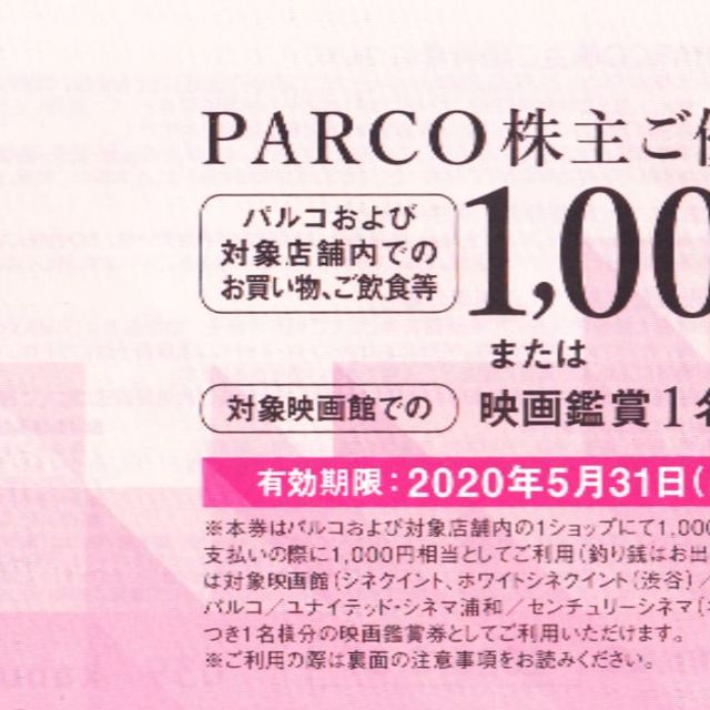 パルコ　株主優待　6000円分