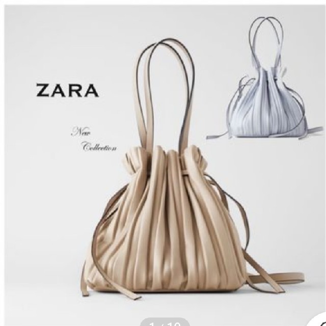 ZARA(ザラ)のZARA ザラ 2020ss　プリーツ加工入りミニバケットバッグ　プリーツ　巾着 レディースのバッグ(ショルダーバッグ)の商品写真