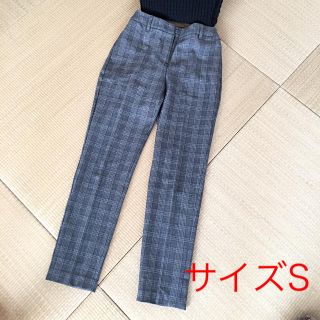 プラステ(PLST)のグレンチェック　冬用　センタープレス　パンツ(クロップドパンツ)