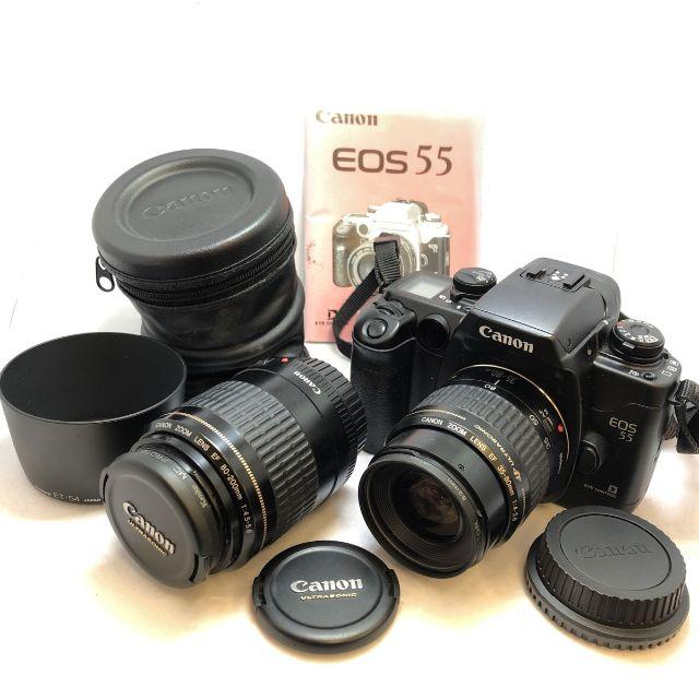 キャノン EOS55 35-80mm 80-200mm 4-5.6 本体レンズ2フィルムカメラ