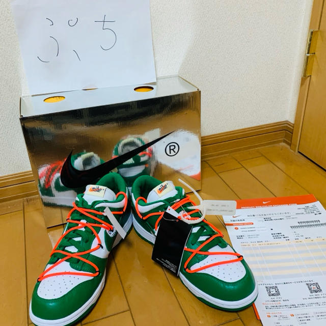 NIKE(ナイキ)のNike×Off-White Dunk Low GREEN CT0856-100 メンズの靴/シューズ(スニーカー)の商品写真