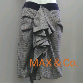 マックスアンドコー(Max & Co.)のMAX＆Co.マックスアンドコー スカート チェック フリル サイズ38(ひざ丈スカート)
