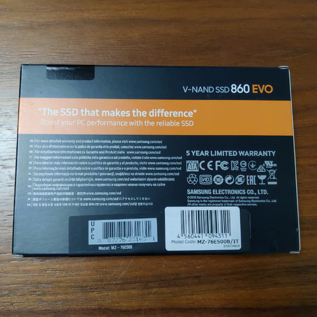 新品未開封 SAMSUNG SSD 500GB 860EVO 1