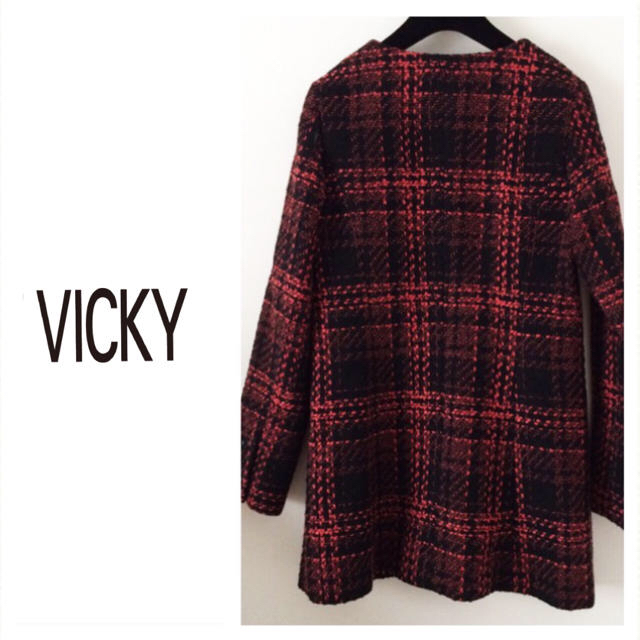 VICKY(ビッキー)のVICKY ツイードチェックコート★送込 レディースのジャケット/アウター(その他)の商品写真