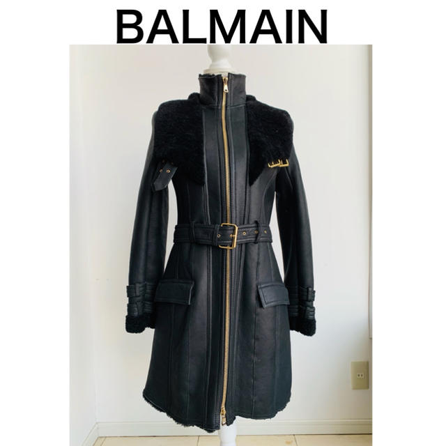 都内で BALMAIN - 大幅お値下げ中!バルマン・ムートンコート ロング
