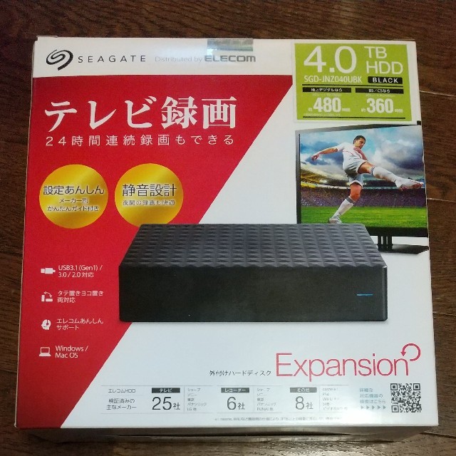 ELECOM(エレコム)のエレコム 4TB 外付けHDD ELECOM SEAGATE スマホ/家電/カメラのPC/タブレット(PC周辺機器)の商品写真