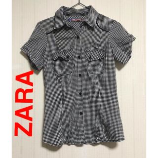 ザラ(ZARA)の値下！ZARA 半袖シャツ ザラ ブラウス★ギンガムチェック　シャツ  トップス(シャツ/ブラウス(半袖/袖なし))