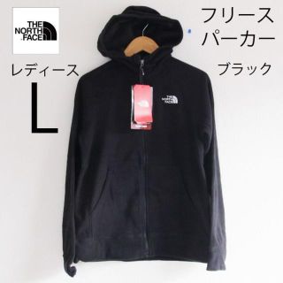 ザノースフェイス(THE NORTH FACE)の新品ノースフェイス レディースL 黒 フリースパーカー ブラック(パーカー)