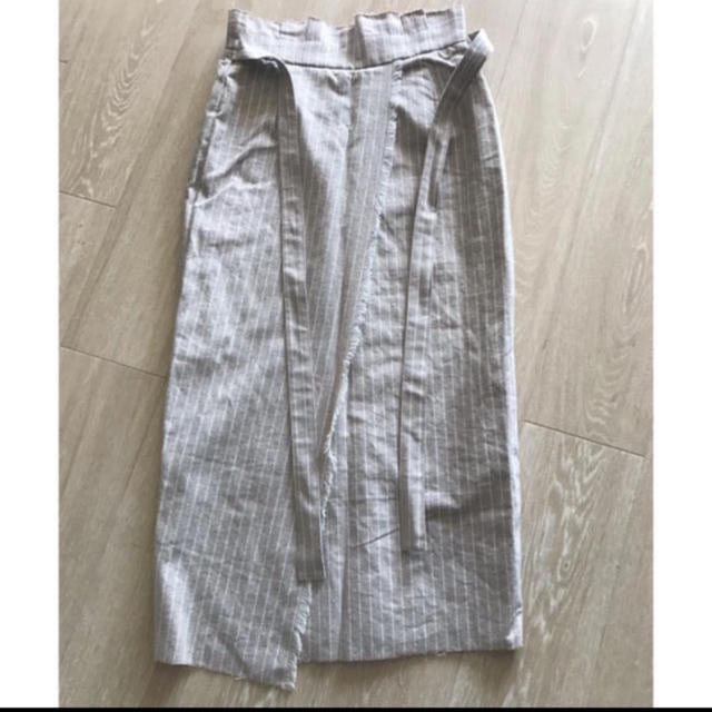 COCO DEAL(ココディール)のCOCODEAL  麻混ストライプラップフリンジスカート レディースのスカート(ひざ丈スカート)の商品写真
