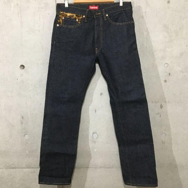 Supreme × Levi's ジーンズ インディゴ レオパード［32×32］