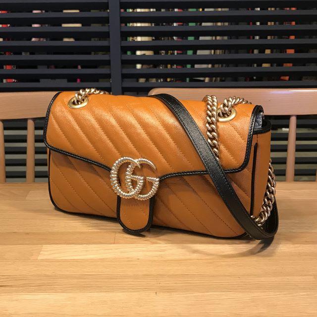 お試し価格!】 Gucci olive様の グッチ GGマーモント チェーンショルダーバッグ キャメル ショルダーバッグ GUCCI グッチ シェリーライン マーモント ショルダーバッグ