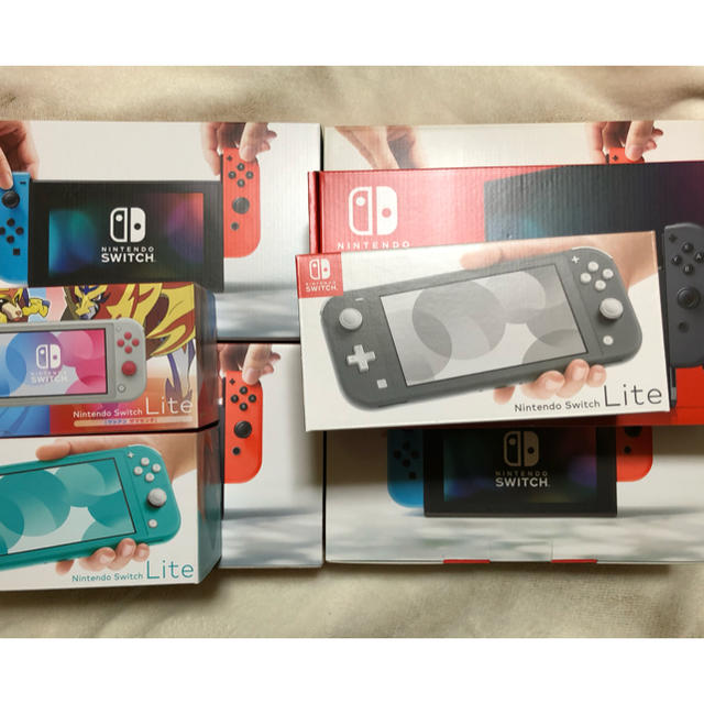 売れ筋特価 新品 Switch本体セット 新型グレー1台 旧型ネオン4台 lite