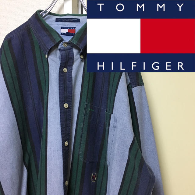 TOMMY HILFIGER(トミーヒルフィガー)の90s US古着 TOMMY HILFIGER ストライプシャツ メンズ メンズのトップス(シャツ)の商品写真