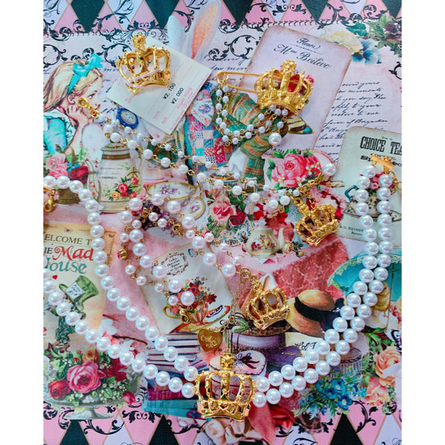 Angelic Pretty(アンジェリックプリティー)のAngelic Pretty 王冠パールアクセサリーセット 5点 レディースのアクセサリー(ブレスレット/バングル)の商品写真