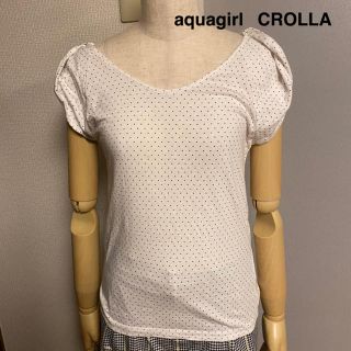 クローラ(CROLLA)の【aquagirl  CROLLA】クローラ  ドット　肩リボン　Tシャツ(Tシャツ(半袖/袖なし))