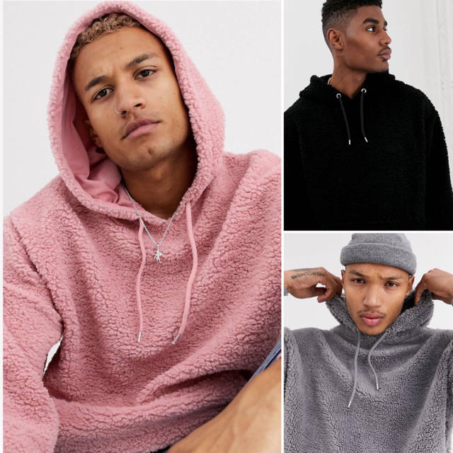 asos(エイソス)のASOS ボアパーカー ピンク2XL メンズのトップス(パーカー)の商品写真