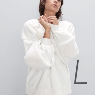 ザラ(ZARA)のZARA/新品☺︎ フェイクファー付きスウェット #L(トレーナー/スウェット)