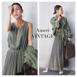 アメリヴィンテージ(Ameri VINTAGE)のAMERI VINTAG SHIRRING CHIFFON DRESS(ロングワンピース/マキシワンピース)