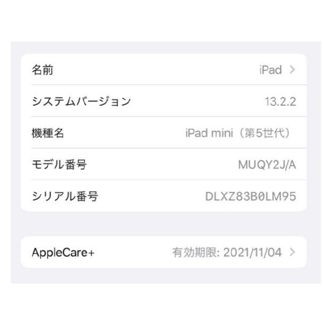 iPad mini5 64GB Wi-Fi　AppleCare+加入
