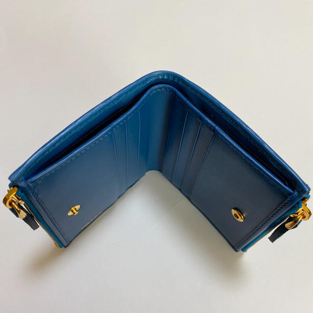 【新品 箱付き】PRADA MOVE ダブルジップ 折り財布 コバルトブルー