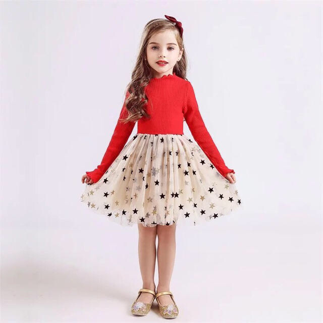 クリスマス　チュールワンピース♡  130 キッズ/ベビー/マタニティのキッズ服女の子用(90cm~)(ワンピース)の商品写真