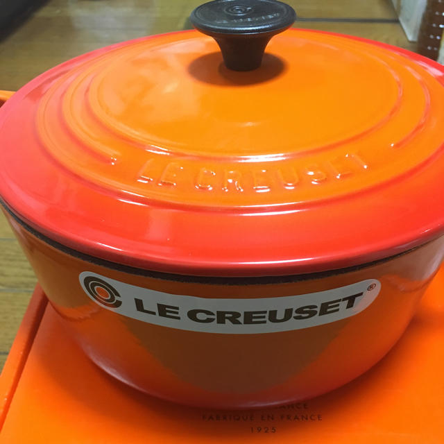 【美品】LE CREUSET　ココット ロンド オレンジ　22cm