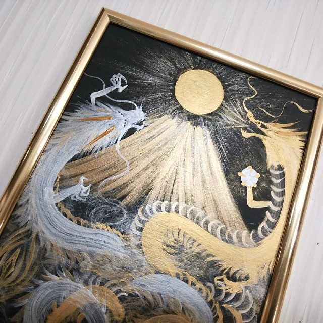 風水開運絵画＊来光黄金昇龍～双龍～金運 出世 ギャンブル運 仕事運 商売繁盛 財の通販 by 幸せ画廊♡幸運 開運 風水 ヒーリング｜ラクマ