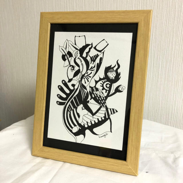 求愛ダンス（ペン画） エンタメ/ホビーの美術品/アンティーク(絵画/タペストリー)の商品写真