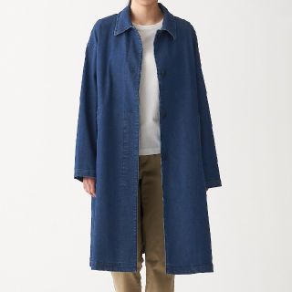 ムジルシリョウヒン(MUJI (無印良品))の◆最新◆ 無印良品 ストレッチデニムコ－ト／インディゴブルー／Ｌ(ロングコート)