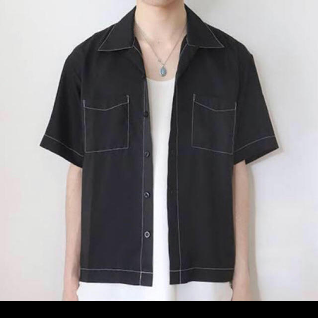 UNUSED(アンユーズド)のUNUSED アンユーズド　L ブラック　シルク　シャツ　半袖 メンズのトップス(シャツ)の商品写真